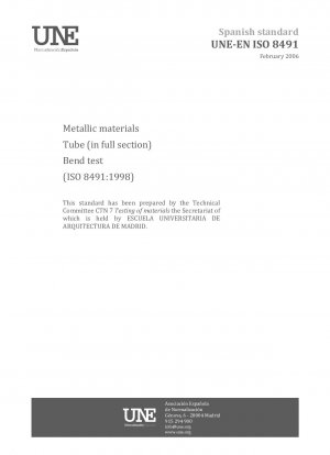 Metallische Werkstoffe – Rohr (im gesamten Querschnitt) – Biegeversuch (ISO 8491:1998)