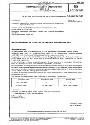 Rahmenspezifikation: Hochfrequenz-Koaxialsteckverbinder; Serie 7-16; Deutsche Fassung EN 122190:1994