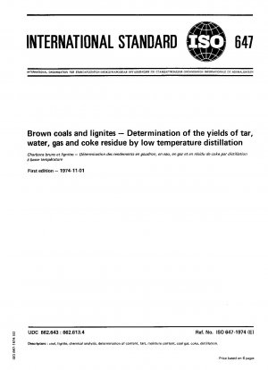 Braunkohle und Braunkohle; Bestimmung der Ausbeuten an Teer, Wasser, Gas und Koksrückständen durch Niedertemperaturdestillation