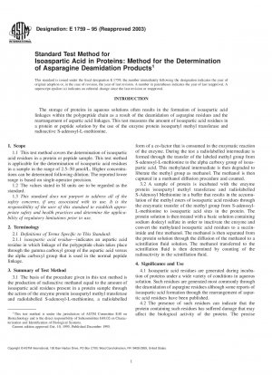 Standardtestmethode für Isoasparaginsäure in Proteinen: Methode zur Bestimmung von Asparagin-Desamidierungsprodukten