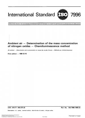Umgebungsluft; Bestimmung der Massenkonzentration von Stickoxiden; Chemilumineszenzverfahren