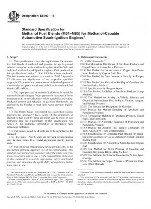 Standardspezifikation für Methanol-Kraftstoffmischungen (M51&x2013;M85) für Methanol-fähige Automobil-Ottomotoren