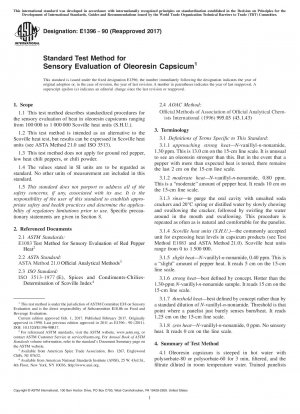 Standardtestmethode zur sensorischen Bewertung von Oleoresin Capsicum