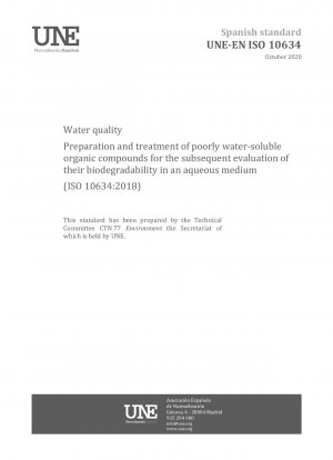 Wasserqualität – Aufbereitung und Aufbereitung schwer wasserlöslicher organischer Verbindungen zur anschließenden Bewertung ihrer biologischen Abbaubarkeit in wässrigem Medium (ISO 10634:2018)