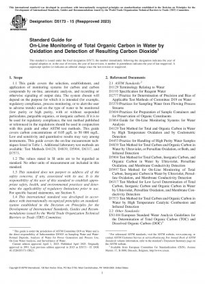 Standardhandbuch für die Online-Überwachung des gesamten organischen Kohlenstoffs in Wasser durch Oxidation und Nachweis des resultierenden Kohlendioxids