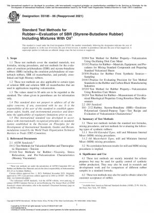 Standardtestmethoden für Gummi – Bewertung von SBR (Styrol-Butadien-Kautschuk) einschließlich Mischungen mit Öl