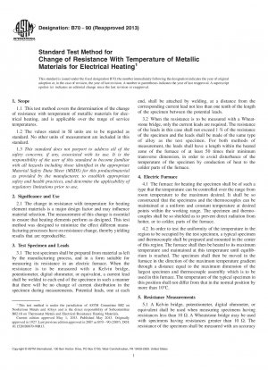 Standardtestverfahren für die Änderung des Widerstands mit der Temperatur metallischer Materialien für elektrische Heizungen