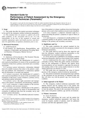 Standardleitfaden für die Durchführung der Patientenbeurteilung durch den Rettungssanitäter (Sanitäter) (zurückgezogen 2002)
