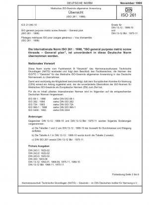 Metrische ISO-Allzweck-Schraubengewinde – Übersichtsplan (ISO 261:1998)