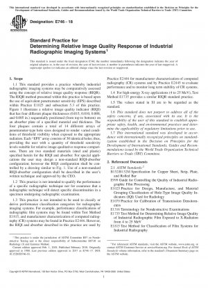 Standardpraxis zur Bestimmung der relativen Bildqualitätsreaktion industrieller radiografischer Bildgebungssysteme
