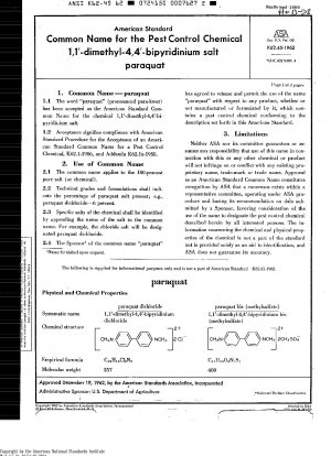 Gebräuchlicher Name für die Schädlingsbekämpfungschemikalie 1,1-Dimethyl-4,4-bipyridiniumsalz Paraquat