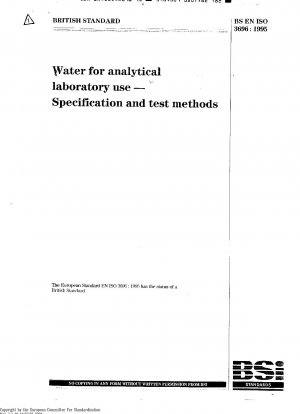 Wasser für analytische Laborzwecke – Spezifikation und Testmethoden (ISO 3696: 1987)