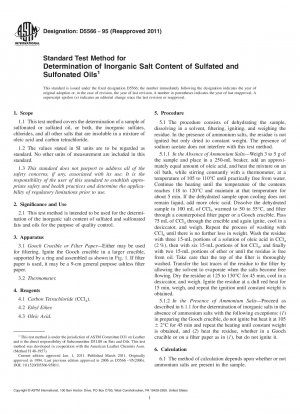 Standardtestmethode zur Bestimmung des anorganischen Salzgehalts von sulfatierten und sulfonierten Ölen