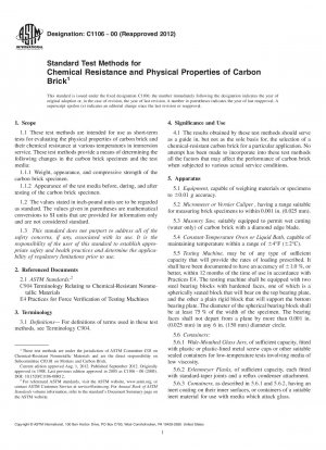 Standardtestmethoden für die chemische Beständigkeit und die physikalischen Eigenschaften von Kohlenstoffsteinen