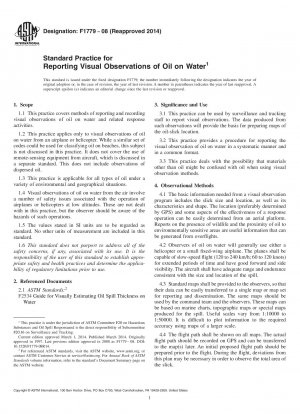 Standardpraxis für die Meldung visueller Beobachtungen von Öl auf Wasser
