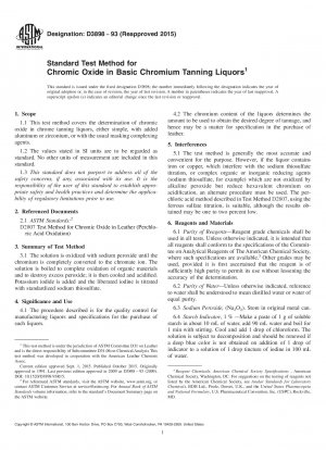 Standardtestmethode für Chromoxid in basischen Chromgerbflüssigkeiten