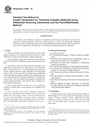 Standardtestmethode für kinetische Parameter thermisch instabiler Materialien unter Verwendung der dynamischen Differenzkalorimetrie und der Flynn/Wall/Ozawa-Methode