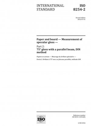 Papier und Pappe – Messung des Spiegelglanzes – Teil 2: 75-Grad-Glanz mit einem Parallelstrahl, DIN-Methode