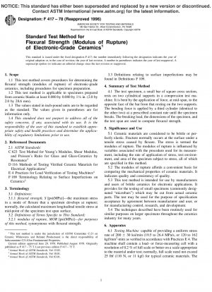 Prüfverfahren für die Biegefestigkeit (Bruchmodul) von Elektronikkeramik (zurückgezogen 2001)