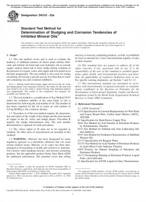 Standardtestmethode zur Bestimmung der Schlammbildungs- und Korrosionstendenz inhibierter Mineralöle