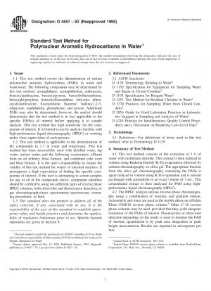 Standardtestmethode für mehrkernige aromatische Kohlenwasserstoffe in Wasser