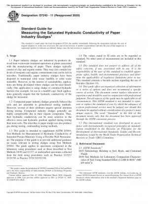 Standardhandbuch zur Messung der gesättigten hydraulischen Leitfähigkeit von Schlämmen aus der Papierindustrie