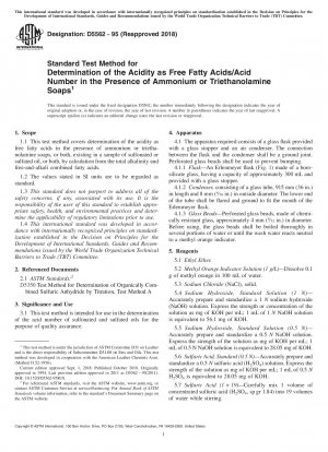 Standardtestmethode zur Bestimmung des Säuregehalts als freie Fettsäuren/Säurezahl in Gegenwart von Ammonium- oder Triethanolaminseifen