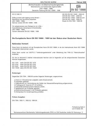 Bohrschrauben mit Blechschraubengewinde – Mechanische und funktionelle Eigenschaften (ISO 10666:1999); Deutsche Fassung EN ISO 10666:1999