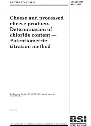 Käse und Schmelzkäseprodukte - Bestimmung des Chloridgehalts - Potentiometrische Titrationsmethode