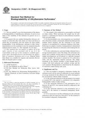 Standardtestmethode für die biologische Abbaubarkeit von Alkylbenzolsulfonaten