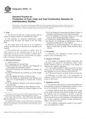 Standardpraxis für die Herstellung von Kohle-, Koks- und Kohleverbrennungsproben für Ringversuche