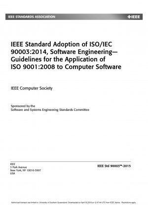 IEEE-Standardübernahme von ISO/IEC 90003:2014, Software Engineering – Richtlinien für die Anwendung von ISO 9001:2008 auf Computersoftware