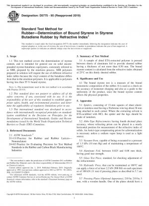 Standardtestmethode für Gummi – Bestimmung von gebundenem Styrol in Styrol-Butadien-Kautschuk anhand des Brechungsindex