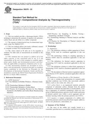 Standardtestmethode für Gummi – Zusammensetzungsanalyse durch Thermogravimetrie (TGA)