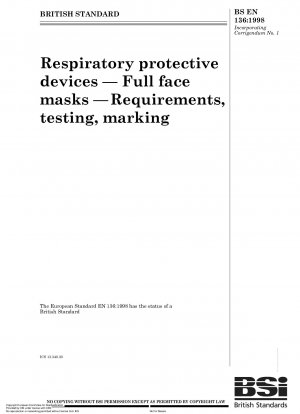 Atemschutzgeräte – Vollmasken – Anforderungen, Prüfung, Kennzeichnung