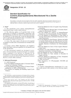 Standardspezifikation für Cumol (Isopropylbenzol), das über ein Zeolithverfahren hergestellt wird