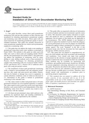 Standardhandbuch für die Installation von Direct Push-Grundwasserüberwachungsbrunnen
