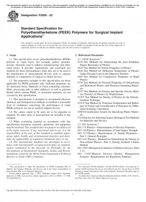 Standardspezifikation für Polyetheretherketon (PEEK)-Polymere für chirurgische Implantatanwendungen
