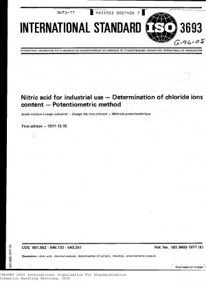 Salpetersäure für gewerbliche Zwecke; Bestimmung des Chloridionengehalts; Potentiometrische Methode