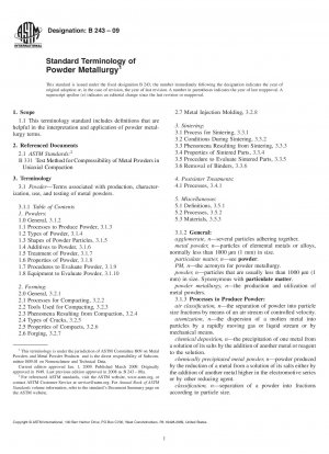 Standardterminologie der Pulvermetallurgie