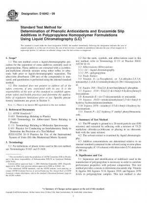 Standardtestmethode zur Bestimmung von phenolischen Antioxidantien und Erucamid-Gleitadditiven in Polypropylen-Homopolymerformulierungen mittels Flüssigchromatographie (LC)
