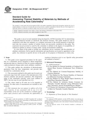 Standardhandbuch zur Bewertung der thermischen Stabilität von Materialien durch Methoden der Beschleunigungskalorimetrie