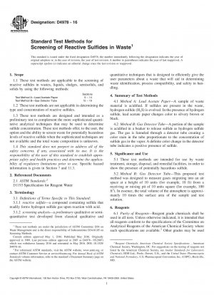 Standardtestmethoden zum Screening reaktiver Sulfide in Abfällen