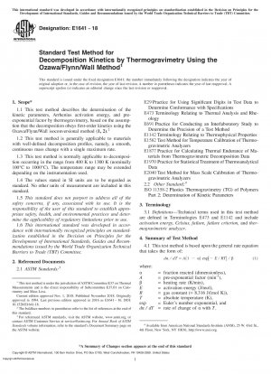 Standardtestmethode für die Zersetzungskinetik durch Thermogravimetrie unter Verwendung der Ozawa/Flynn/Wall-Methode