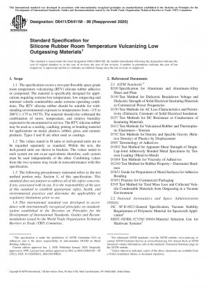 Standardspezifikation für bei Raumtemperatur vulkanisierende Silikonkautschukmaterialien mit geringer Ausgasung