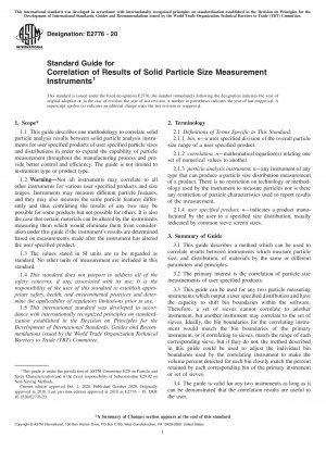 Standardhandbuch für die Korrelation der Ergebnisse von Instrumenten zur Messung der Feststoffpartikelgröße
