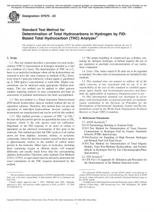 Standardtestmethode zur Bestimmung des Gesamtkohlenwasserstoffgehalts in Wasserstoff durch einen FID-basierten Gesamtkohlenwasserstoffanalysator (THC).