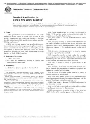 Standardspezifikation für die Brandschutzkennzeichnung von Kerzen