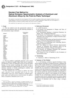 Standardtestmethode für die optische emissionsspektrometrische Analyse von Aluminium und Aluminiumlegierungen mittels der Punkt-zu-Ebene-Technik (zurückgezogen 2002)