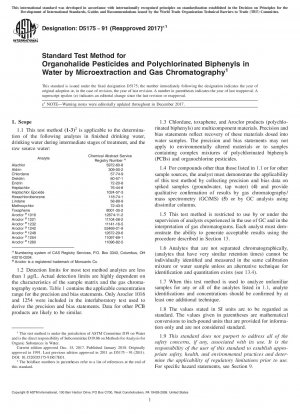 Standardtestmethode für Organohalogenid-Pestizide und polychlorierte Biphenyle in Wasser durch Mikroextraktion und Gaschromatographie